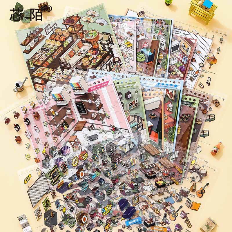 Happy Feast DIY 3D Scene Stickers 2 Cute Scenes(M)