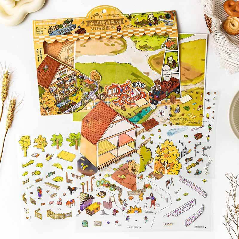 Harvest Day DIY 3D Sticker 2 Cute Miniature Scenes(L)