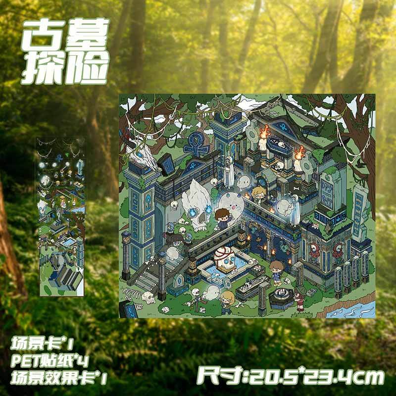 Haunted Park DIY 3D Scene Stickers 4 Cute Miniature Scenes(L)