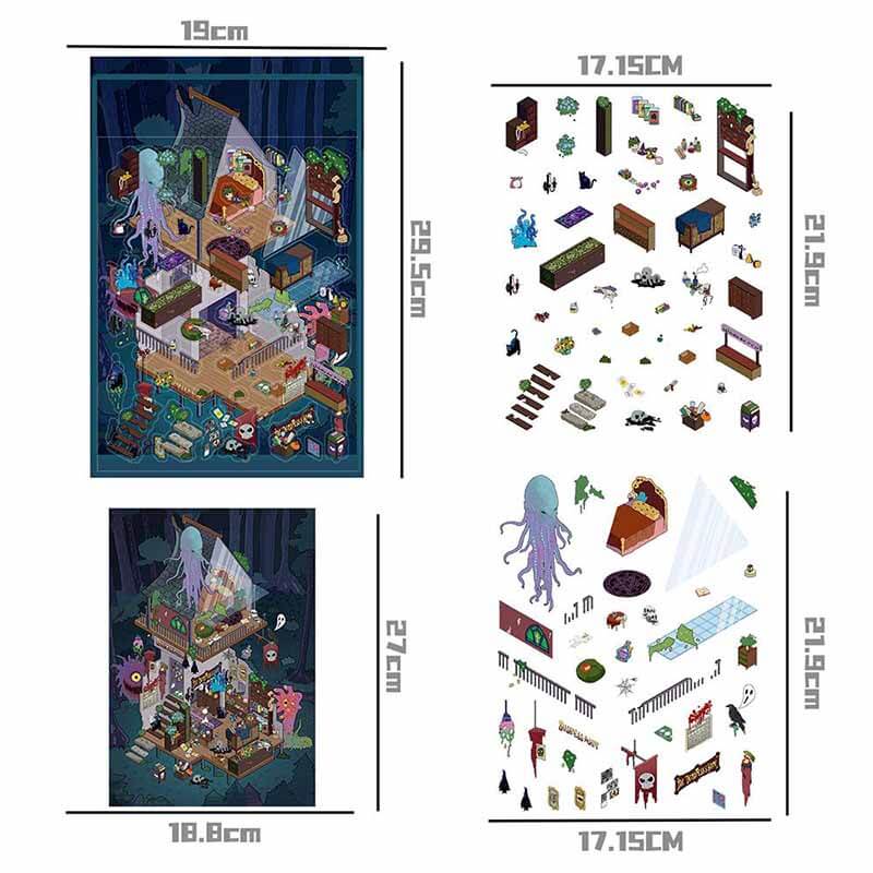 Haunted Park DIY 3D Scene Stickers 4 Cute Miniature Scenes(L)