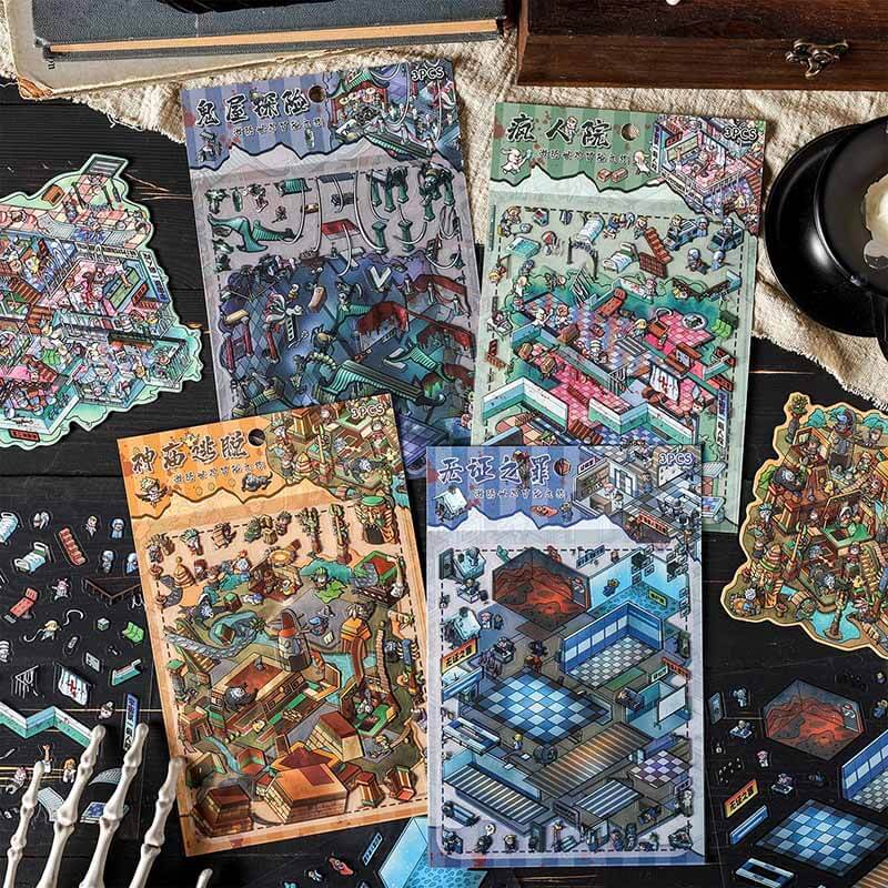 Haunted Secret DIY 3D Scene Stickers 4 Cute Miniature Scenes(S)