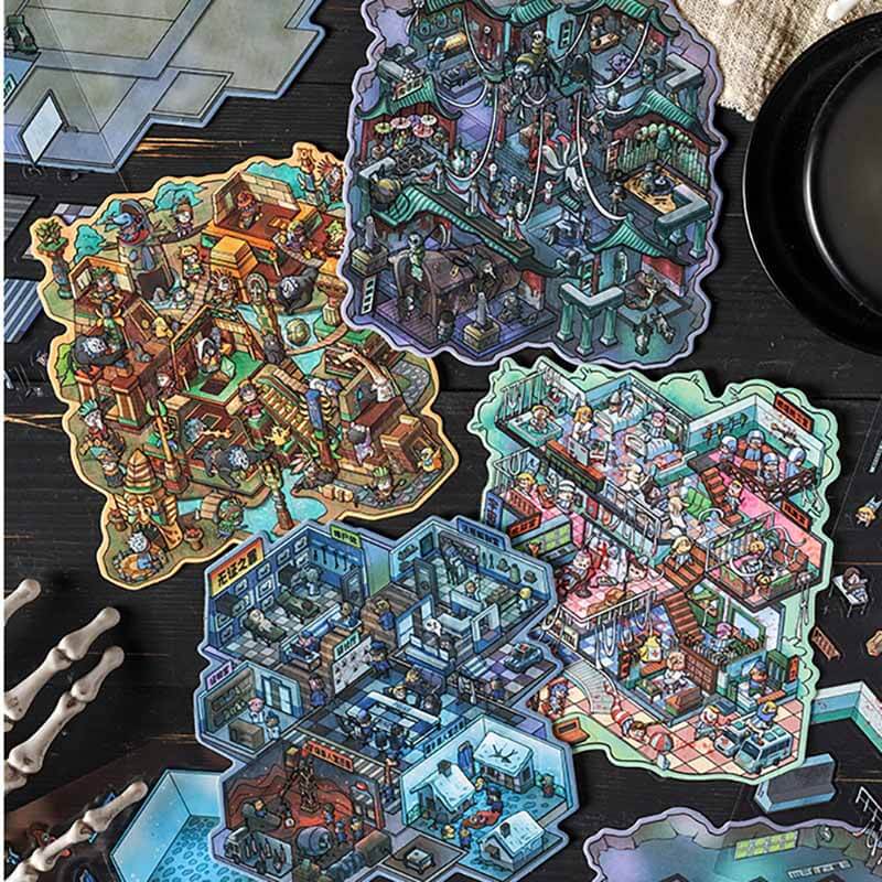 Haunted Secret DIY 3D Scene Stickers 4 Cute Miniature Scenes(S)