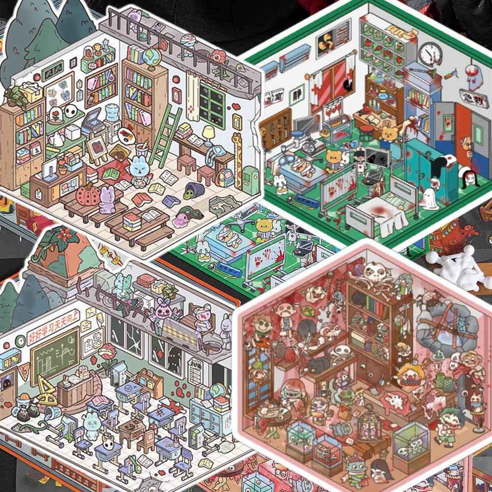 Haunting Tales DIY 3D Scene Stickers 4 Cute Miniature Scenes(S)