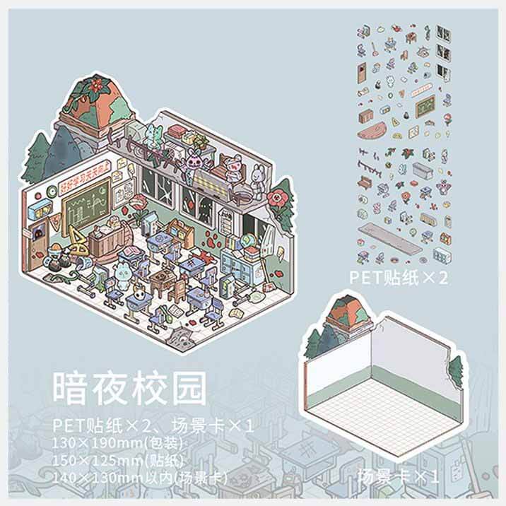 Haunting Tales DIY 3D Scene Stickers 4 Cute Miniature Scenes(S)