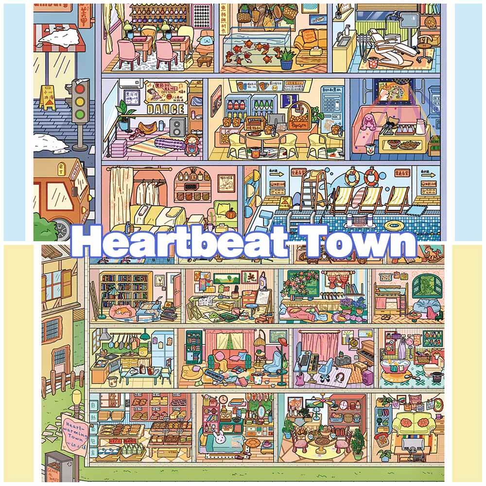 Heartbeat Town DIY 3D Scene Stickers 2 Cute Miniature Scenes(xL)