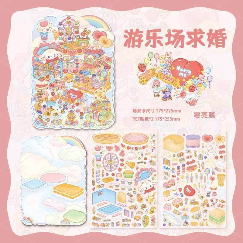 Heartfelt Scenes DIY 3D Scene Stickers 4 Cute Miniature Scenes(L)