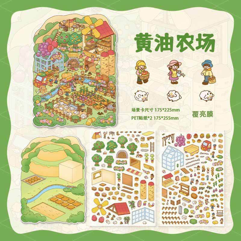 Heartfelt Scenes DIY 3D Scene Stickers 4 Cute Miniature Scenes(L)