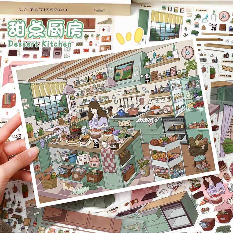 Easy Workday DIY 3D Scene Stickers 2 Cute Miniature Scenes(L)