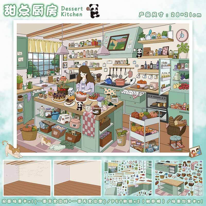 Easy Workday DIY 3D Scene Stickers 2 Cute Miniature Scenes(L)