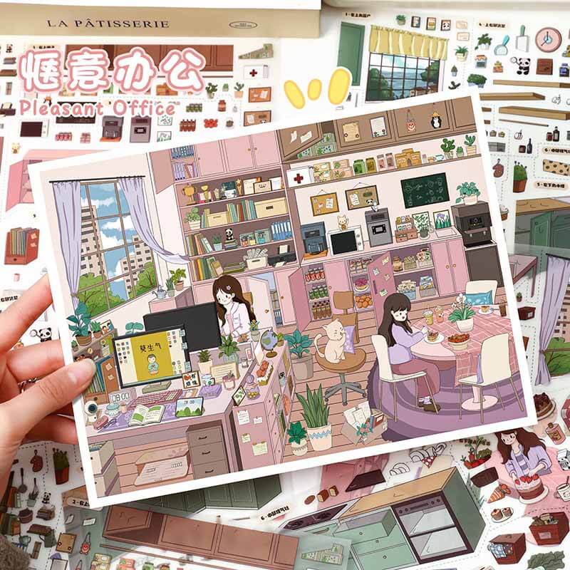 Easy Workday DIY 3D Scene Stickers 2 Cute Miniature Scenes(L)