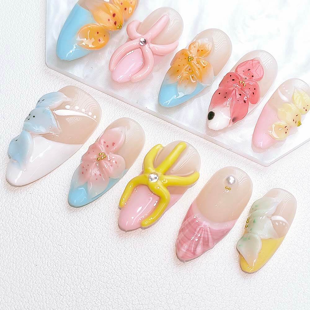 Beauty Art Garden Press On Nails Hidden Coral Bloom 191