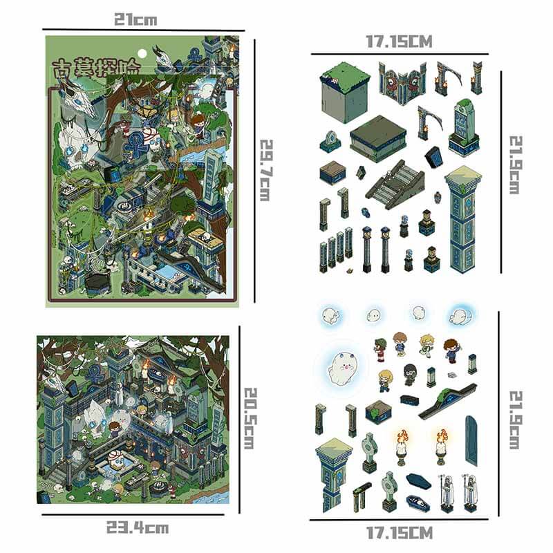 Hidden Journeys DIY 3D Scene Stickers 2 Cute Miniature Scenes(L)