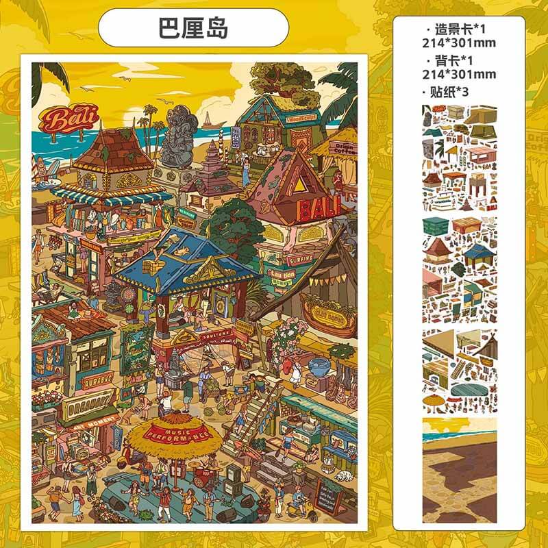 Holiday Notes DIY 3D Scene Stickers With Guide Lines(L&XL)