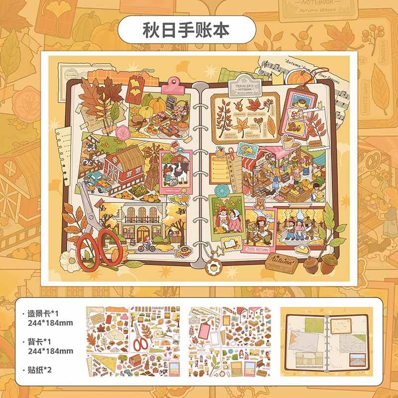 Holiday Notes DIY 3D Scene Stickers With Guide Lines(L&XL)