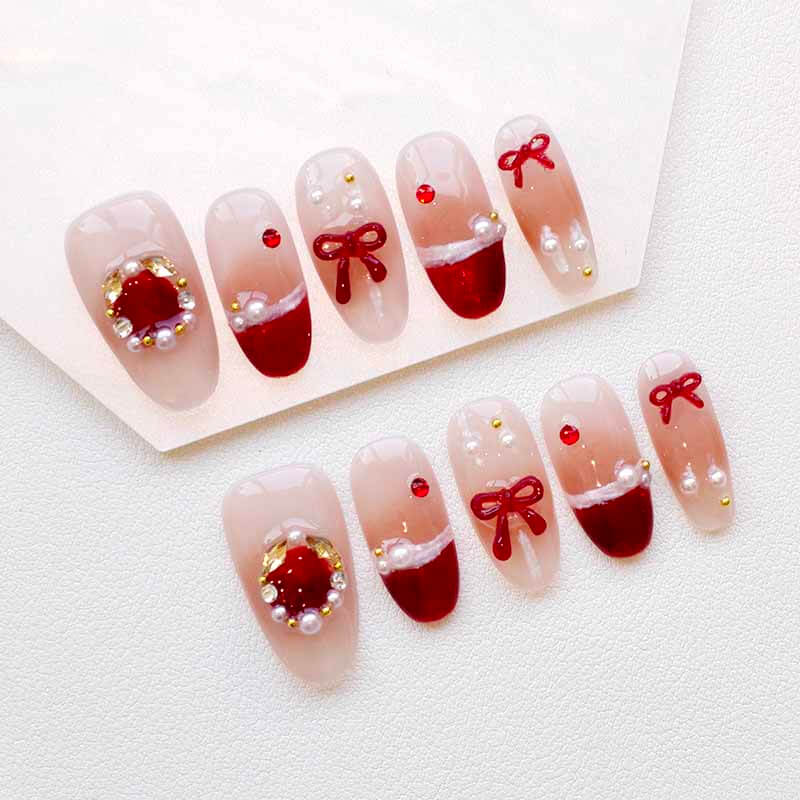 Beauty Art Garden Press On Nail Holiday Red Velvet 210