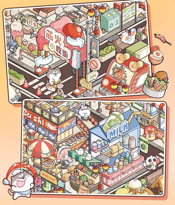 Holiday Street DIY 3D Scene Stickers 2 Cute Miniature Scenes(L)