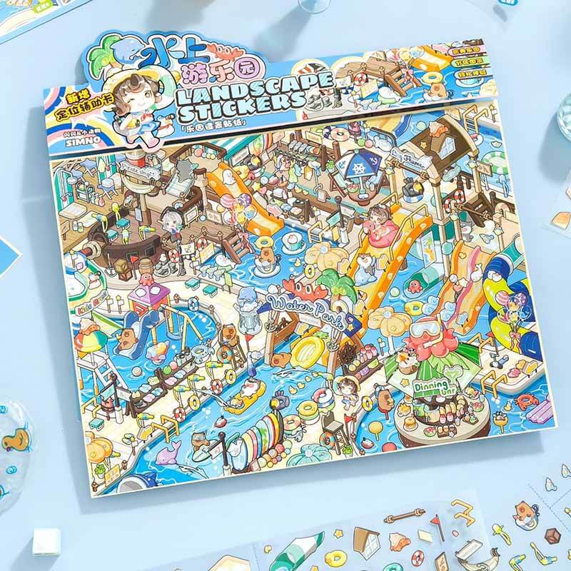 Holiday Street DIY 3D Scene Stickers 2 Cute Miniature Scenes(L)