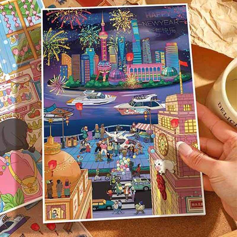 Holiday Wishe  DIY 3D Scene Stickers 3 Cute Miniature Scenes(L)