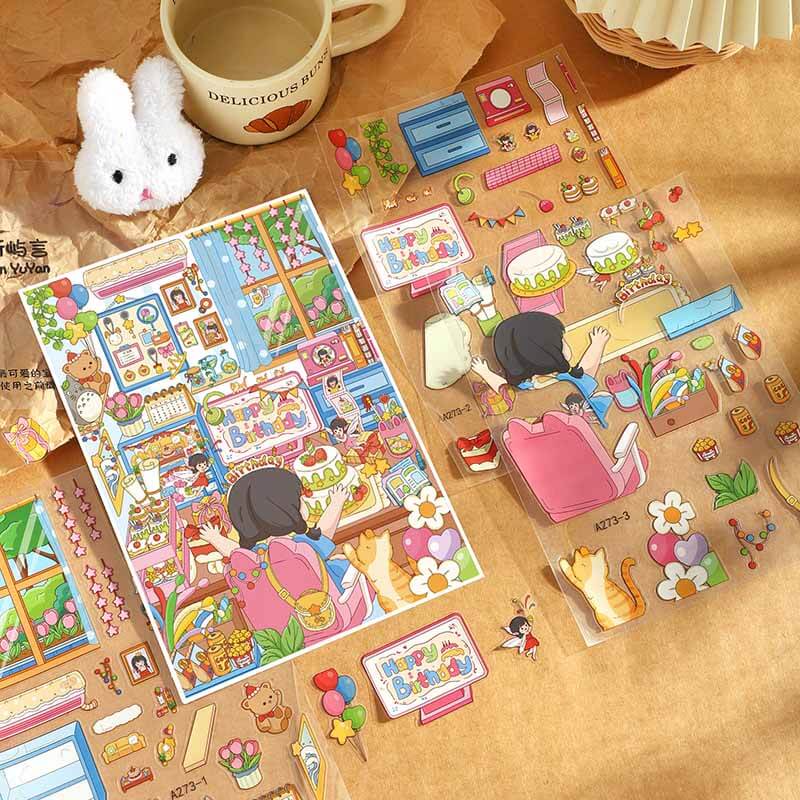 Holiday Wishe  DIY 3D Scene Stickers 3 Cute Miniature Scenes(L)