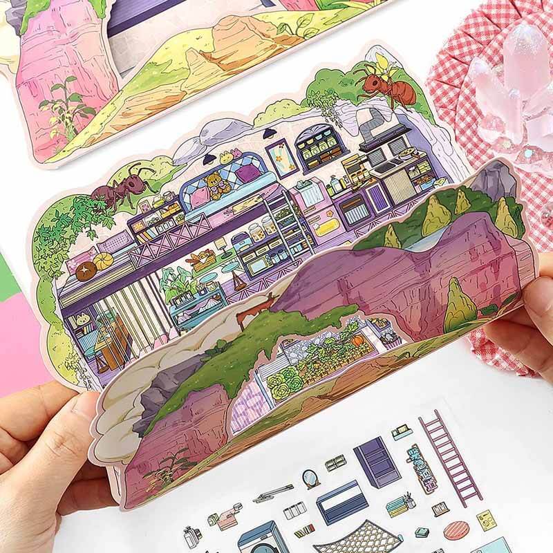 Hollow Realms DIY 3D Scene Stickers 4 Cute Miniature Scenes(S)