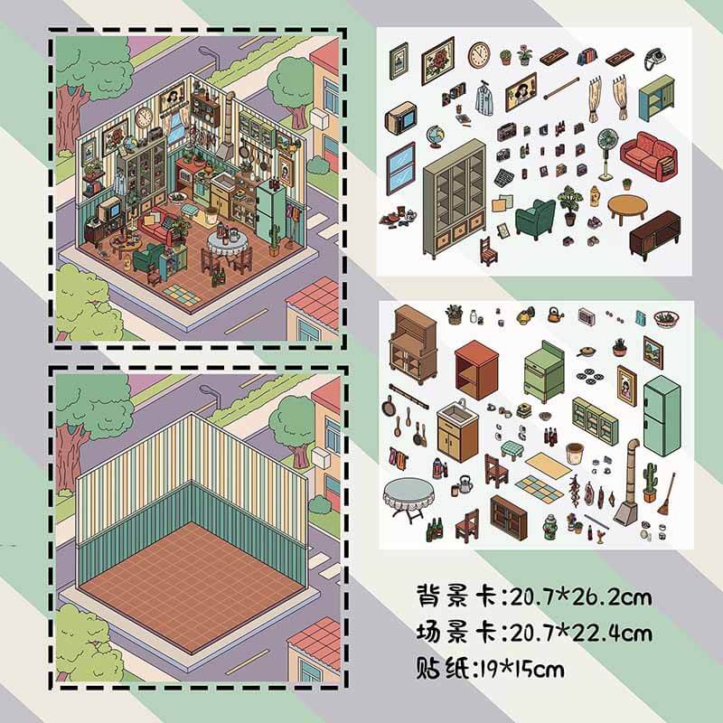 Homeland Serenity DIY 3D Scene Stickers 2 Cute Miniature Scenes(M)