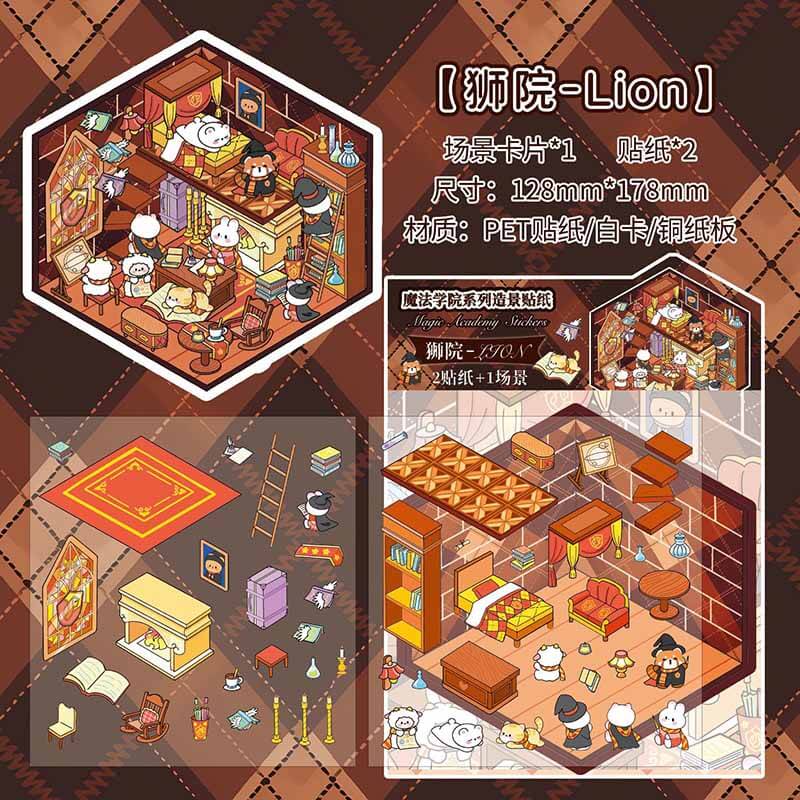 Houses of Magic DIY 3D Scene Stickers 4 Cute Miniature Scenes(S)