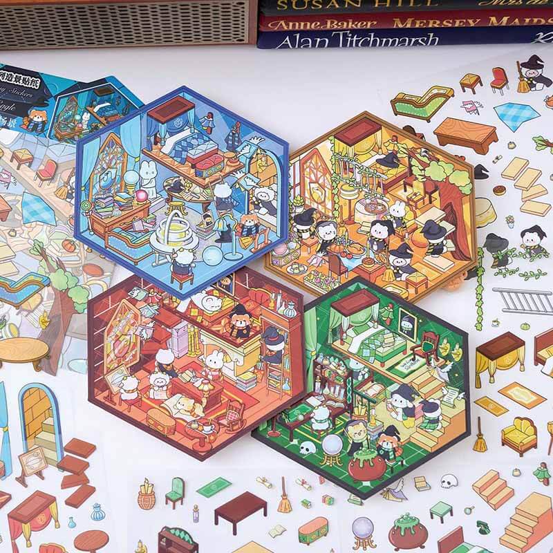 Houses of Magic DIY 3D Scene Stickers 4 Cute Miniature Scenes