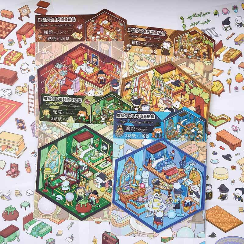 Houses of Magic DIY 3D Scene Stickers 4 Cute Miniature Scenes