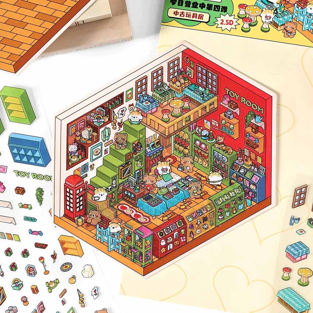 Chocolate Workshop DIY 3D Scene Stickers - 4 Cute Miniature Scenes