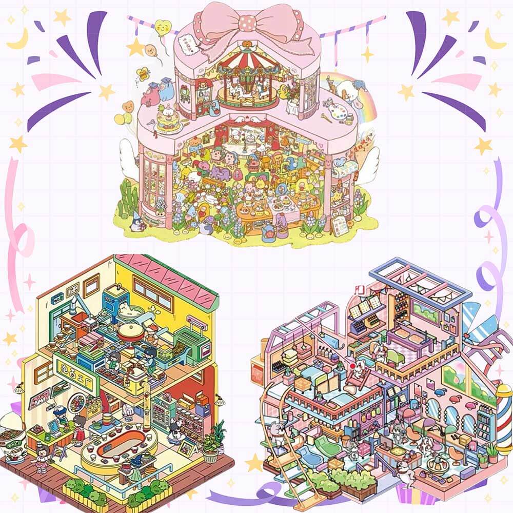 Jolly Factory DIY 3D Scene Stickers 3 Cute Miniature Scenes