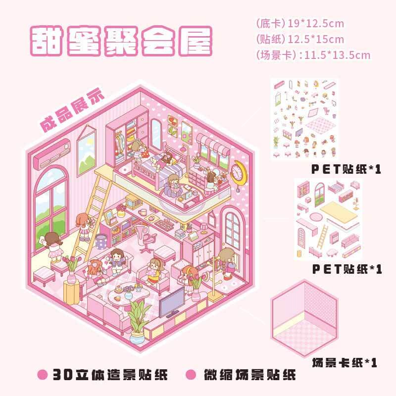 Ideal Miniature World DIY 3D Scene Stickers 4 Cute Miniature Scenes(S)