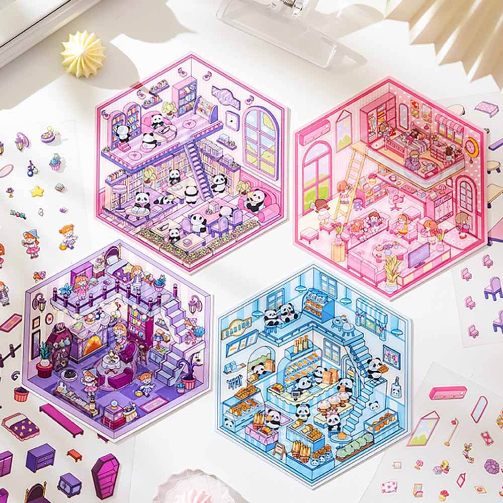 Ideal Miniature World DIY 3D Scene Stickers 4 Cute Miniature Scenes