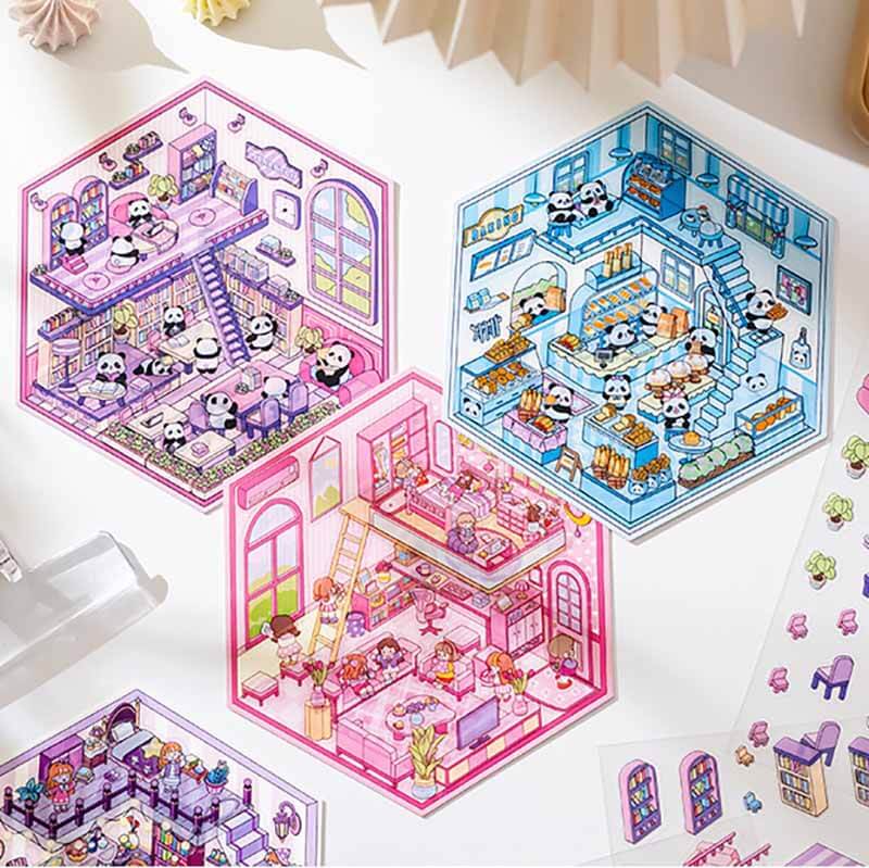 Ideal Miniature World DIY 3D Scene Stickers 4 Cute Miniature Scenes