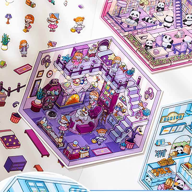 Ideal Miniature World DIY 3D Scene Stickers 4 Cute Miniature Scenes(S)