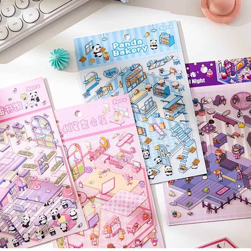 Ideal Miniature World DIY 3D Scene Stickers 4 Cute Miniature Scenes(S)
