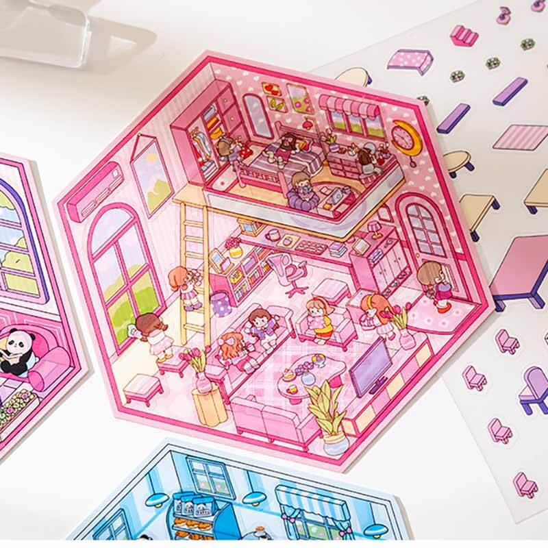 Ideal Miniature World DIY 3D Scene Stickers 4 Cute Miniature Scenes(S)