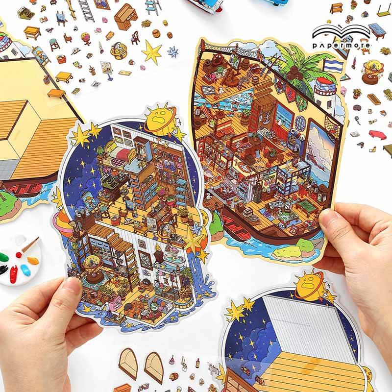 Impression Journey DIY 3D Scene Stickers 4 Cute Miniature Scenes