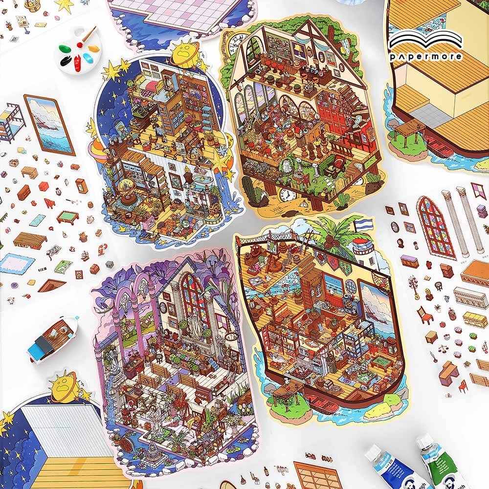 Impression Journey DIY 3D Scene Stickers 4 Cute Miniature Scenes