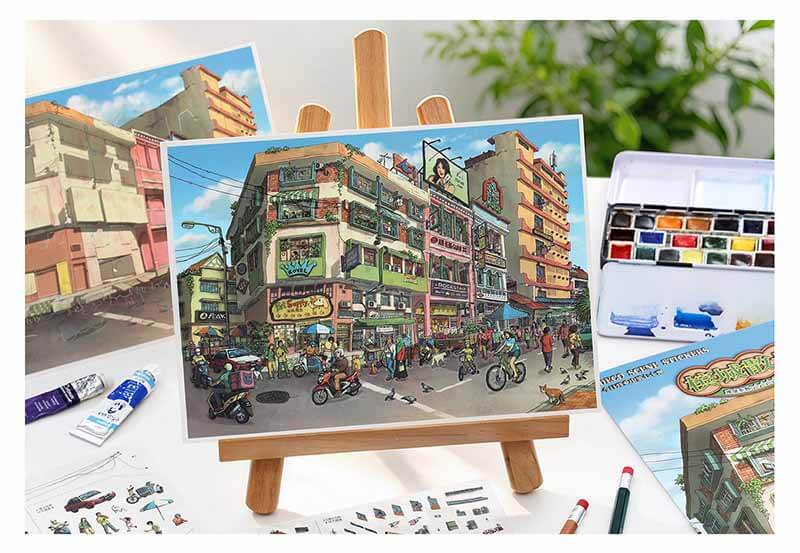 Indigo Wandering DIY 3D Scene Stickers With Guide Lines(L)