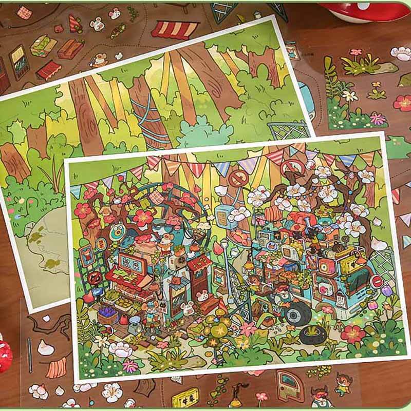 Inner Journey DIY 3D Scene Stickers 3 Cute Scenes(XL)