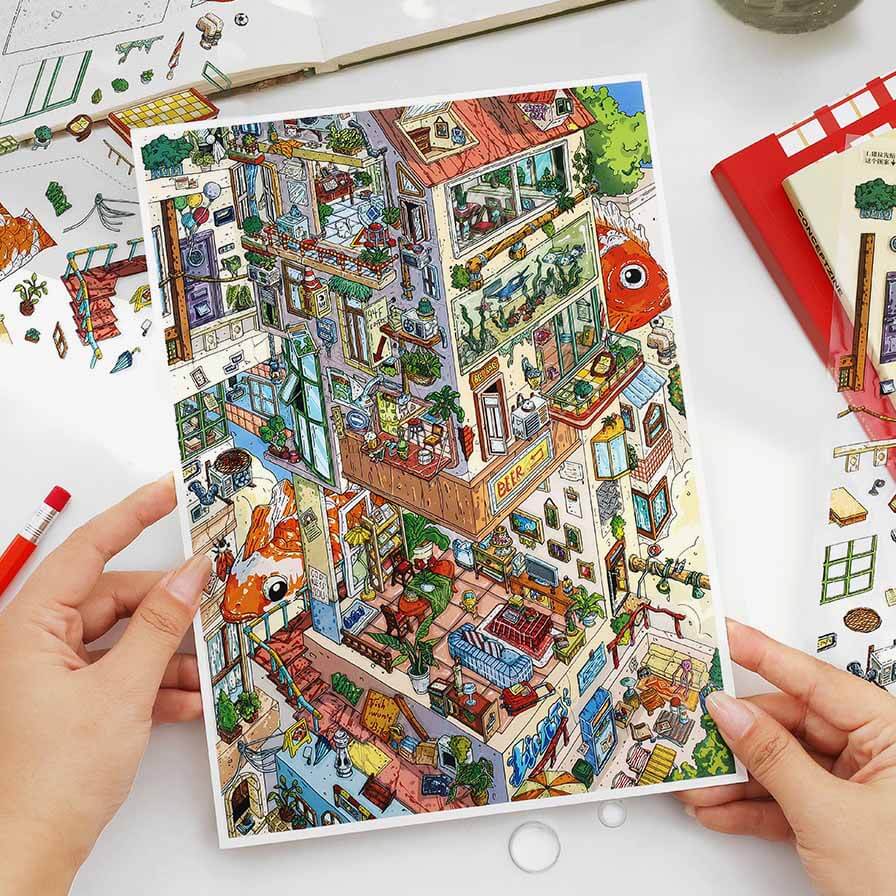 Inverted City DIY 3D Scene Stickers 2 Cute Miniature Scenes(L)