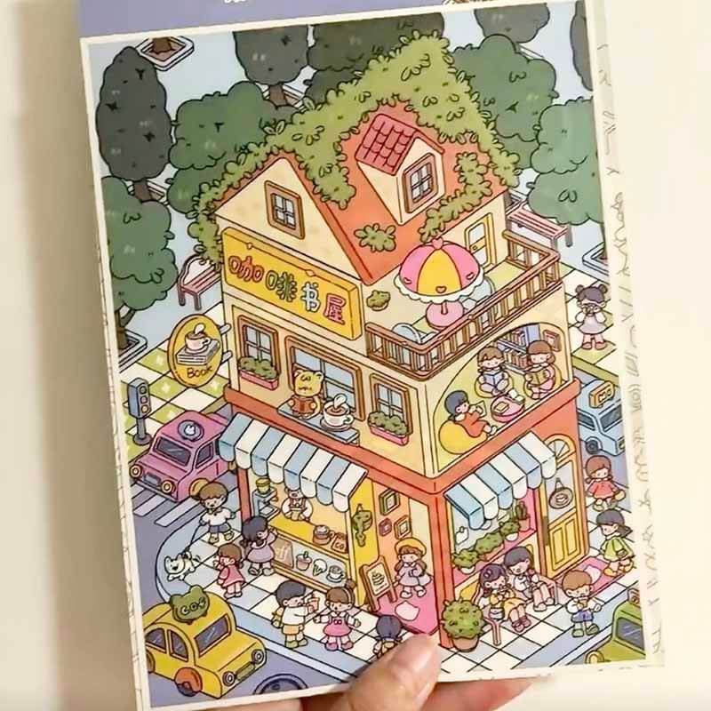Island Living Space DIY 3D Scene Stickers 4 Cute Miniature Scenes(L)