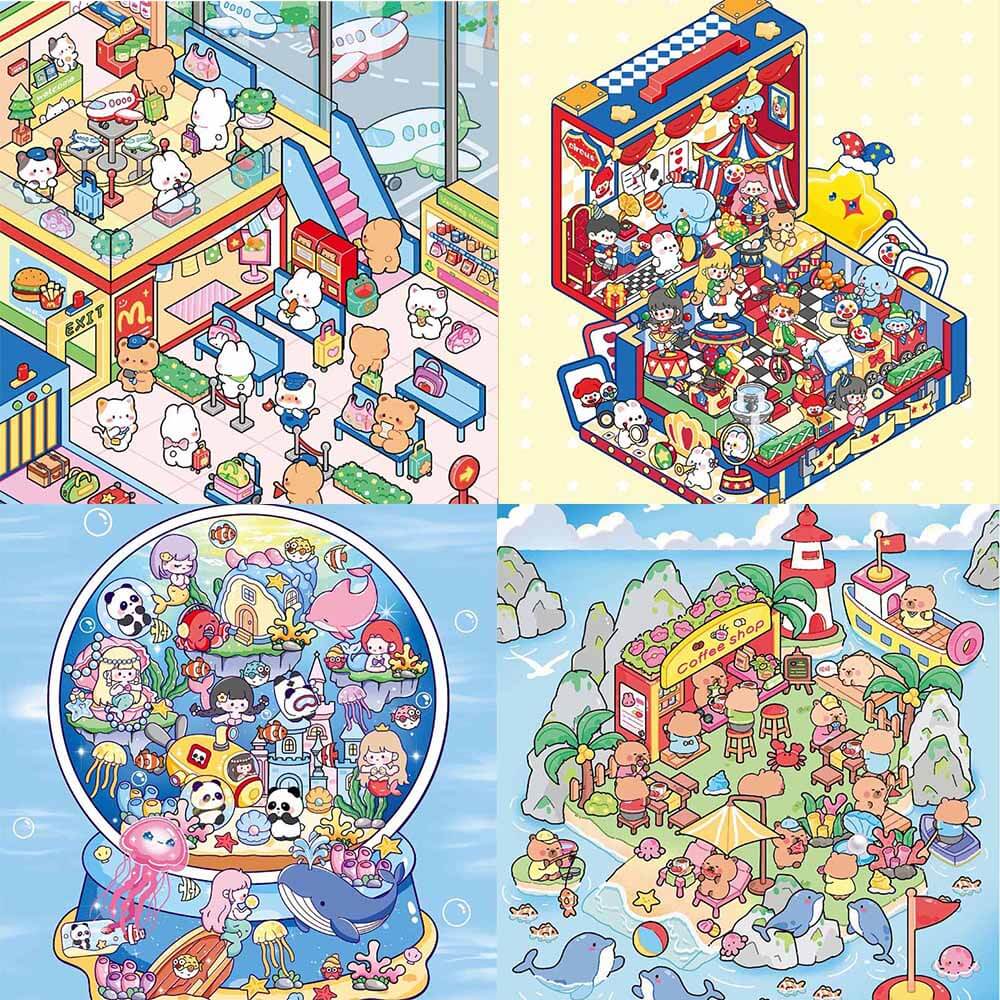 Journey Beyond DIY 3D Scene Stickers 4 Cute Miniature Scenes(S)