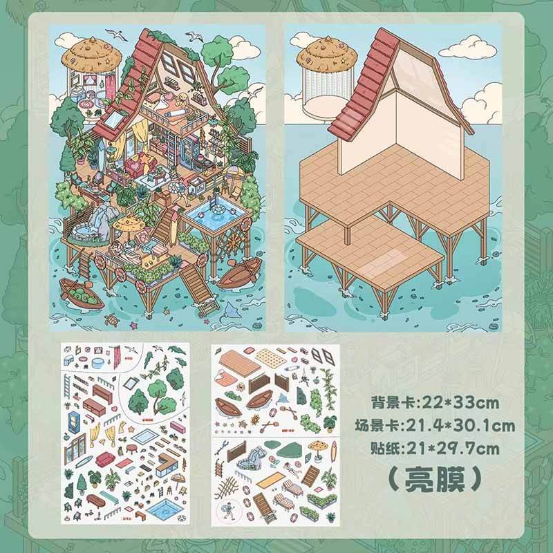 Journey Tales DIY 3D Scene Stickers 4 Cute Miniature Scenes (xL)