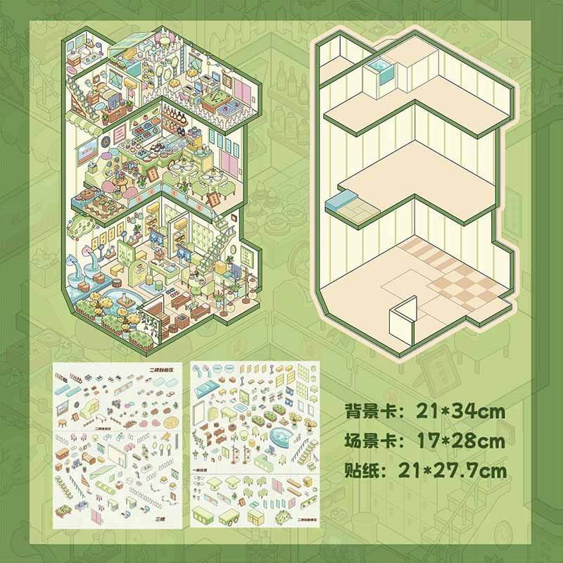 Journey Tales DIY 3D Scene Stickers 4 Cute Miniature Scenes (xL)