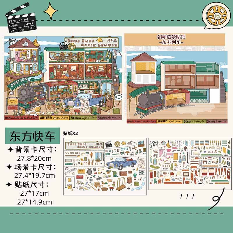 Journey Through Time DIY 3D Scene Stickers 2 Cute Miniature Scenes(L)