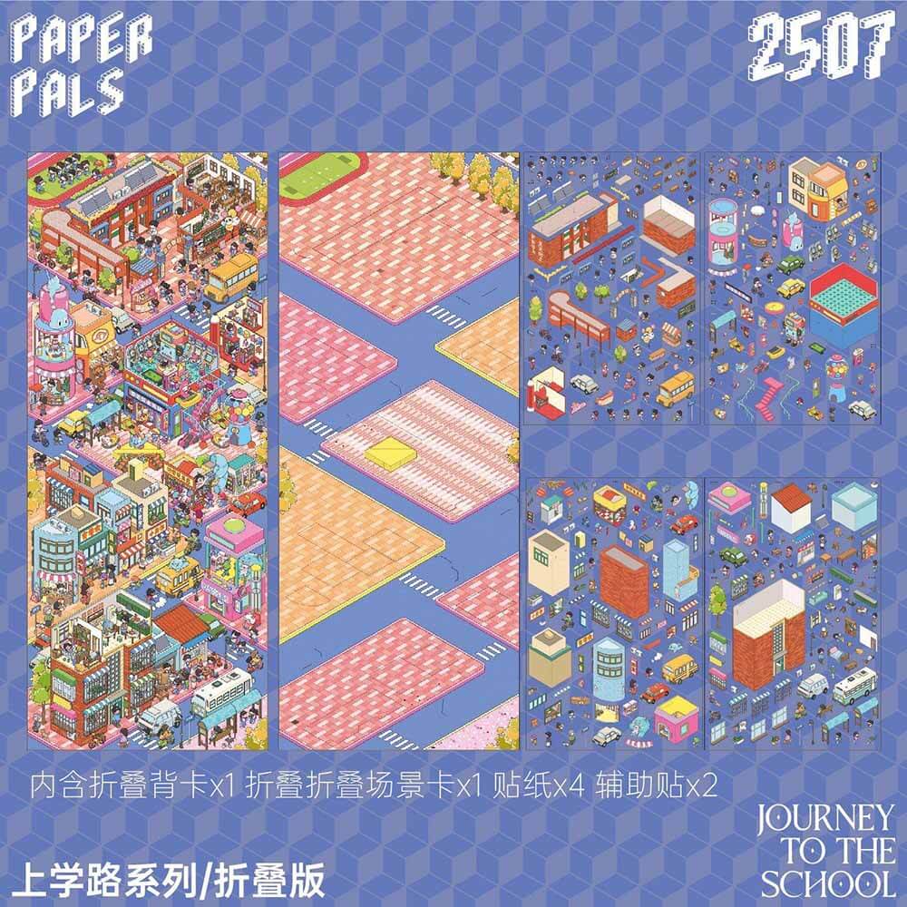 Journey to the School (Foldable)DIY 3D Scene Stickers 2 Miniature Scenes(L)