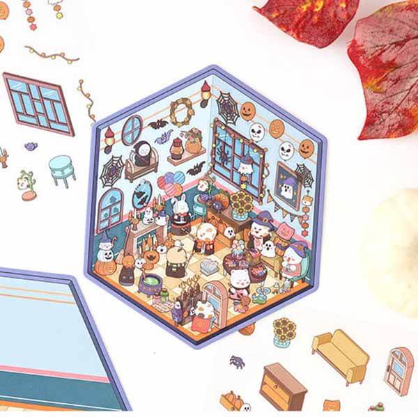 Joy Collection DIY 3D Scene Stickers 4 Cute Miniature Scenes(S)