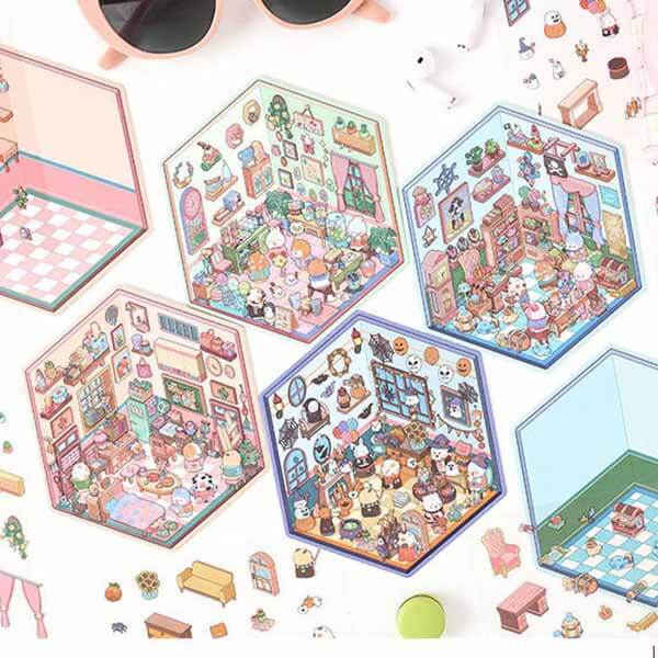 Joy Collection DIY 3D Scene Stickers 4 Cute Miniature Scenes(S)