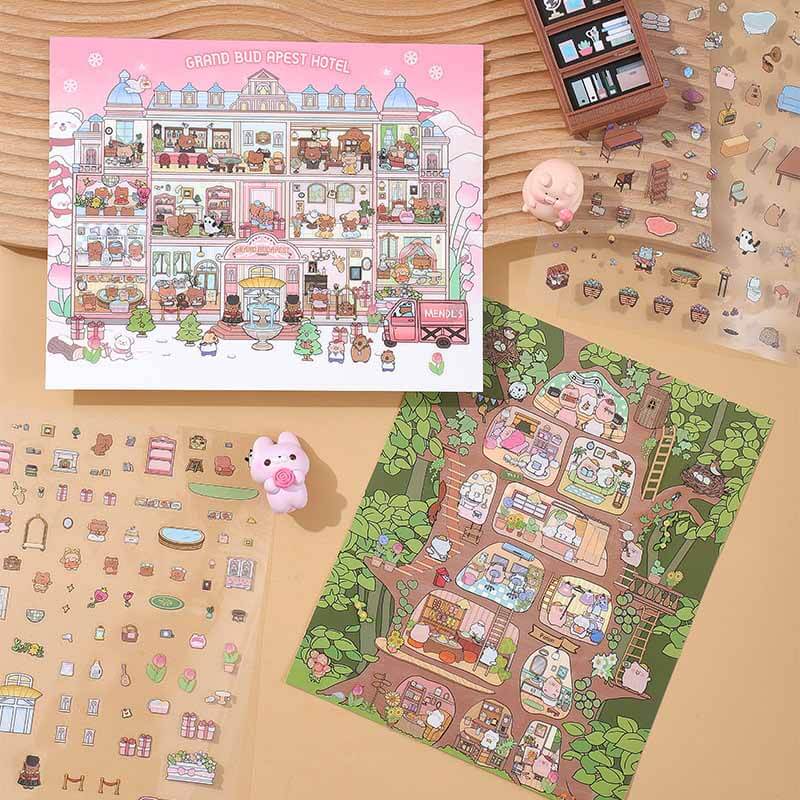 Joyful Hideouts DIY 3D Scene Stickers 4 Cute Miniature Scenes(L)